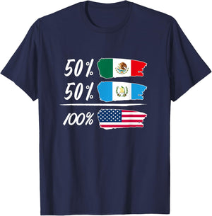 Half Mexican, Half Guatemalan, Fully USA T-Shirt - T-Shirt | Navy