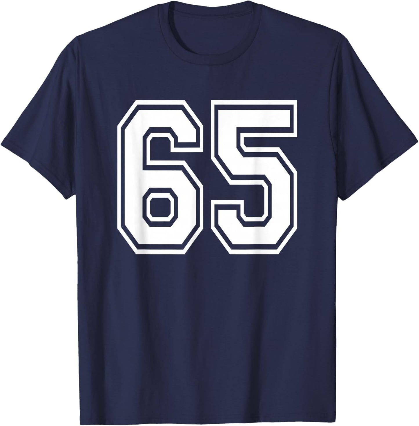 Number 65 Numbered Uniform Sports Jersey Team 65th Birthday T-Shirt - T-Shirt | Navy