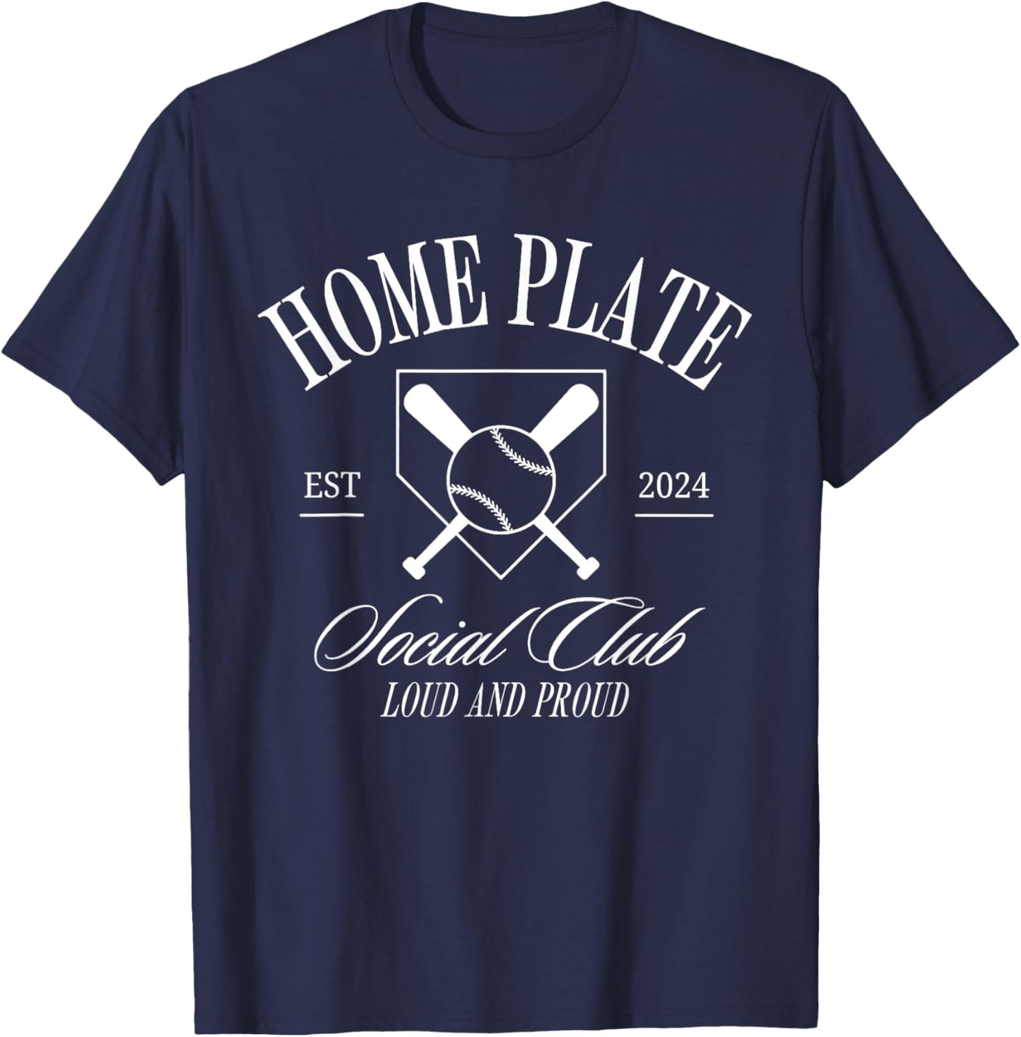 Home Plate Social Club Loud And Proud Swing Baseball T-Shirt - T-Shirt | Navy