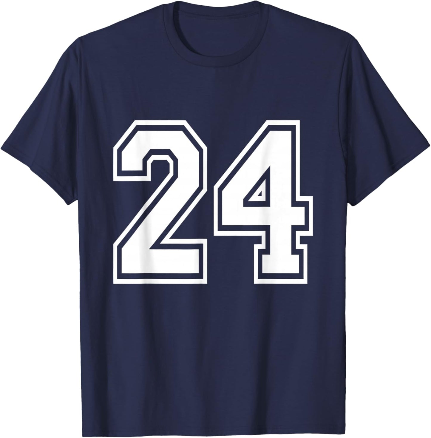 Number 24 Varsity Sports Team Jersey 24th Birthday 24 Years T-Shirt - T-Shirt | Navy