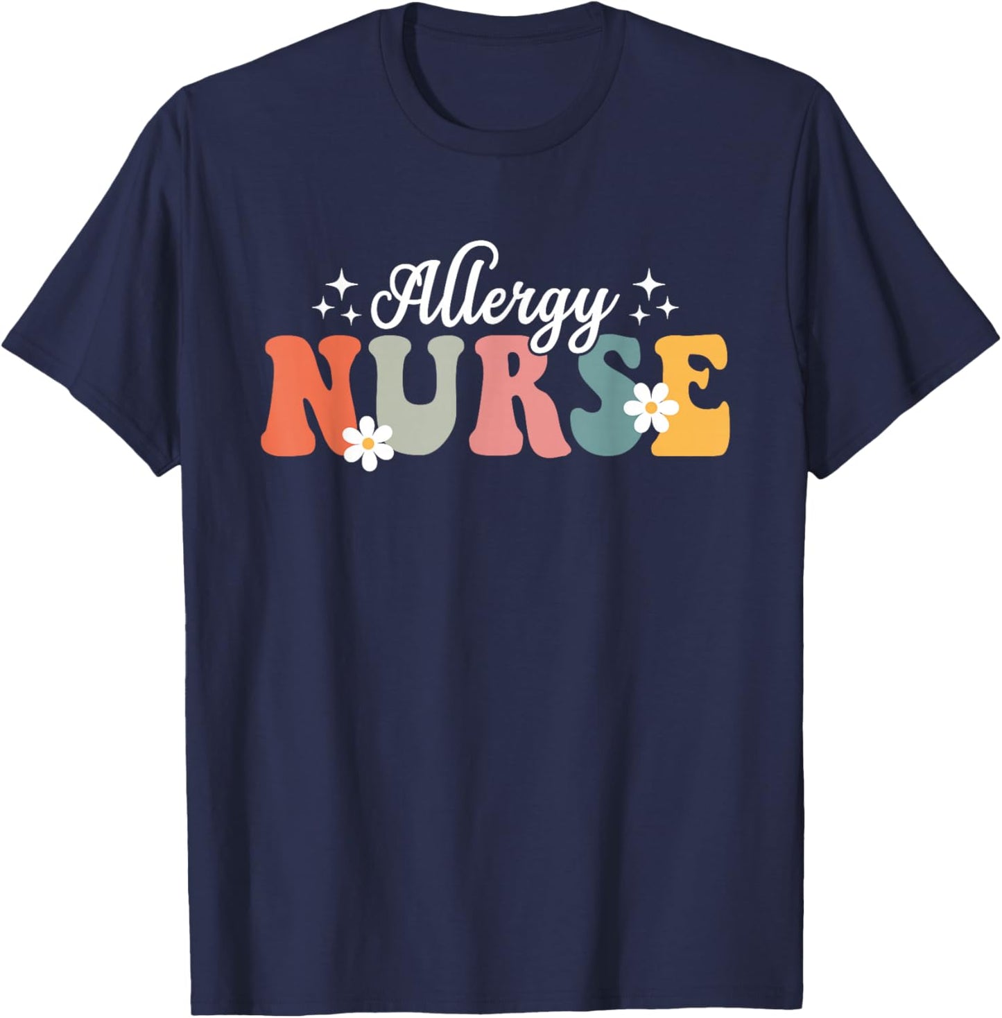 Retro Groovy Nurse Allergy Nurse Funny Nursing Men T-Shirt - T-Shirt | Navy