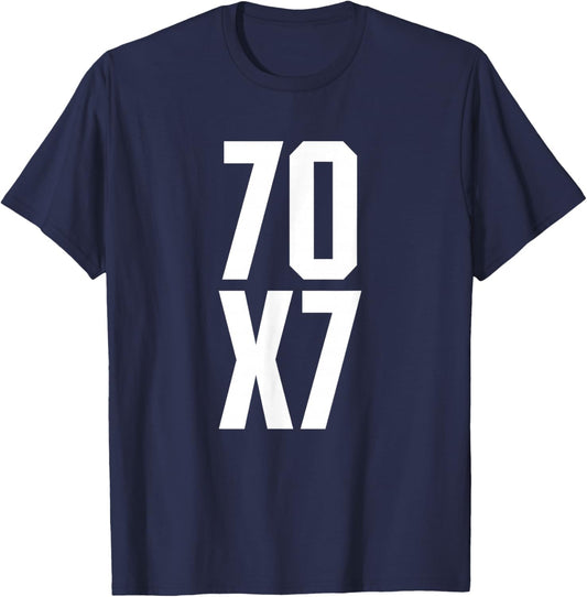 70X7 God's Eternal Forgiveness Christian Matthew 18:21-22 T-Shirt - T-Shirt | Navy