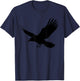 Beautiful Black Crow Raven Bird In Flight Silhouette T-Shirt - T-Shirt | Navy