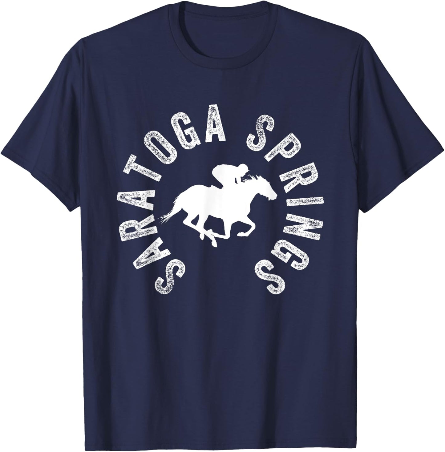 Saratoga Springs New York Horse Racing Jockey T-Shirt - T-Shirt | Navy