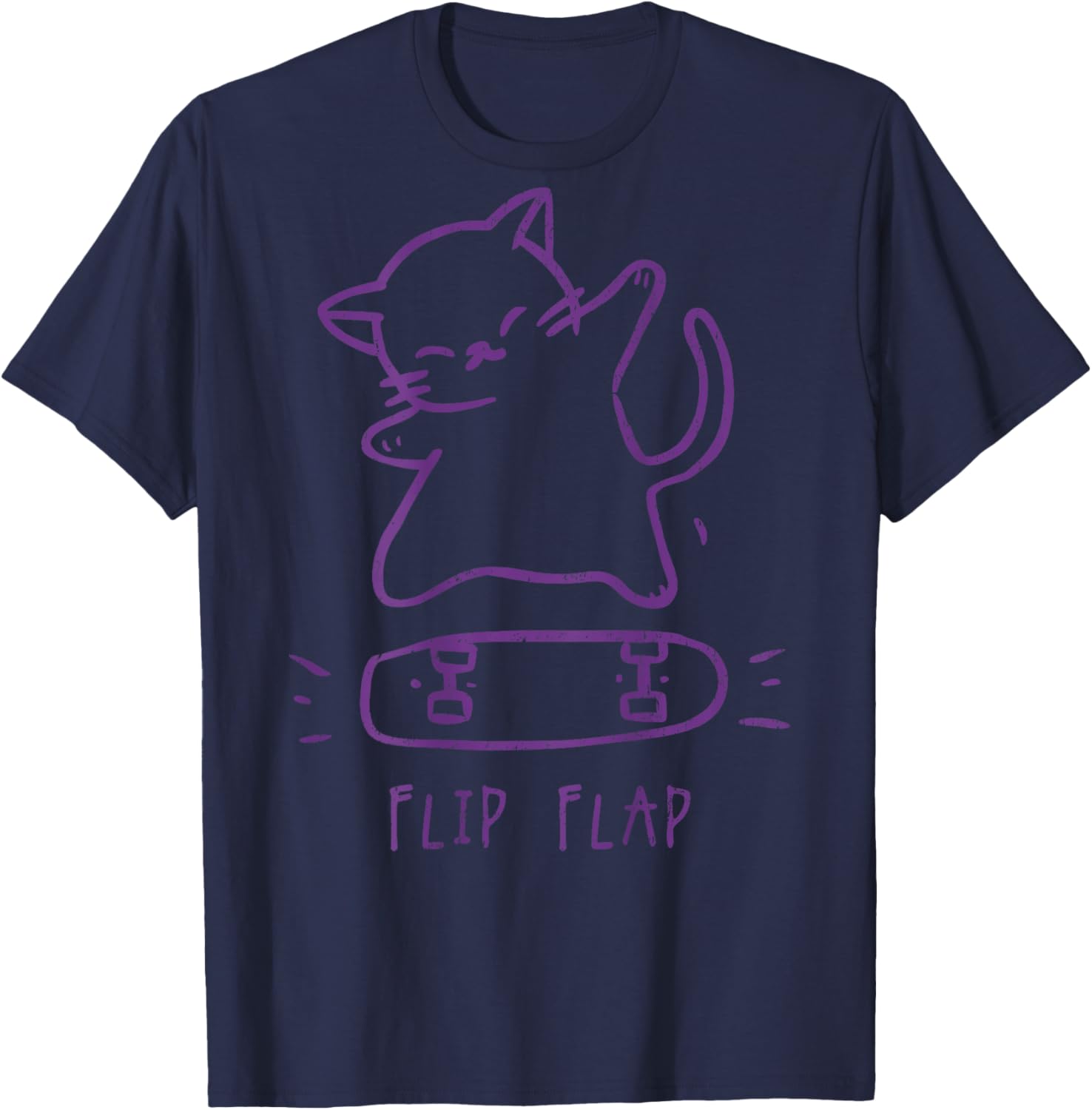 Hip Hop Cat Y2K Retro Vintage Edgy Back Print Streetwear Cat Women Kids T-Shirt - T-Shirt | Navy