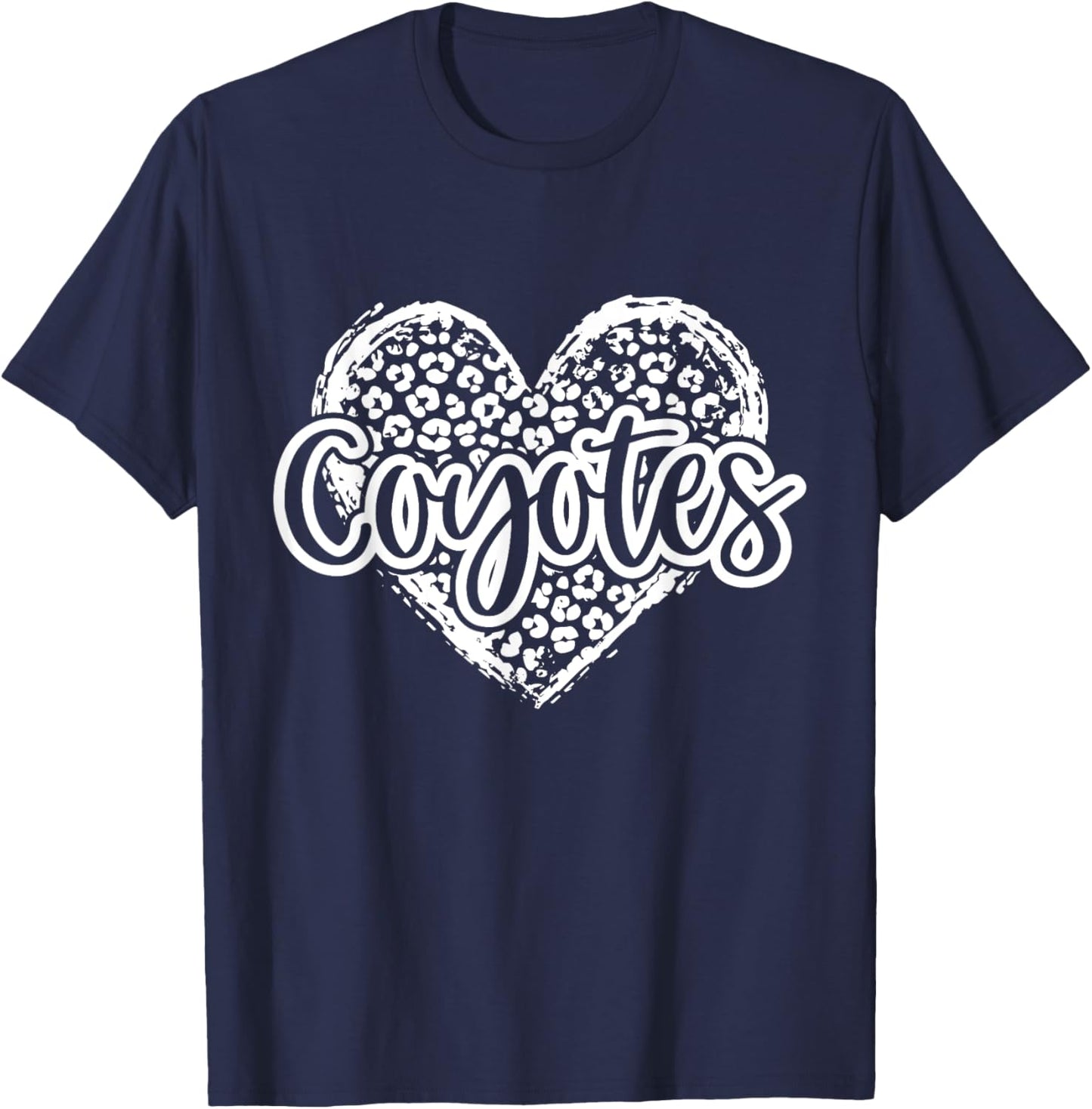 Leopard Cheetah Heart COYOTES School Spirit Top T-Shirt - T-Shirt | Navy