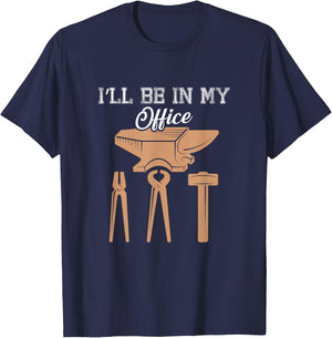 I’ll Be In My Office Blacksmith Tools Forging Fire Design T-Shirt - T-Shirt | Navy