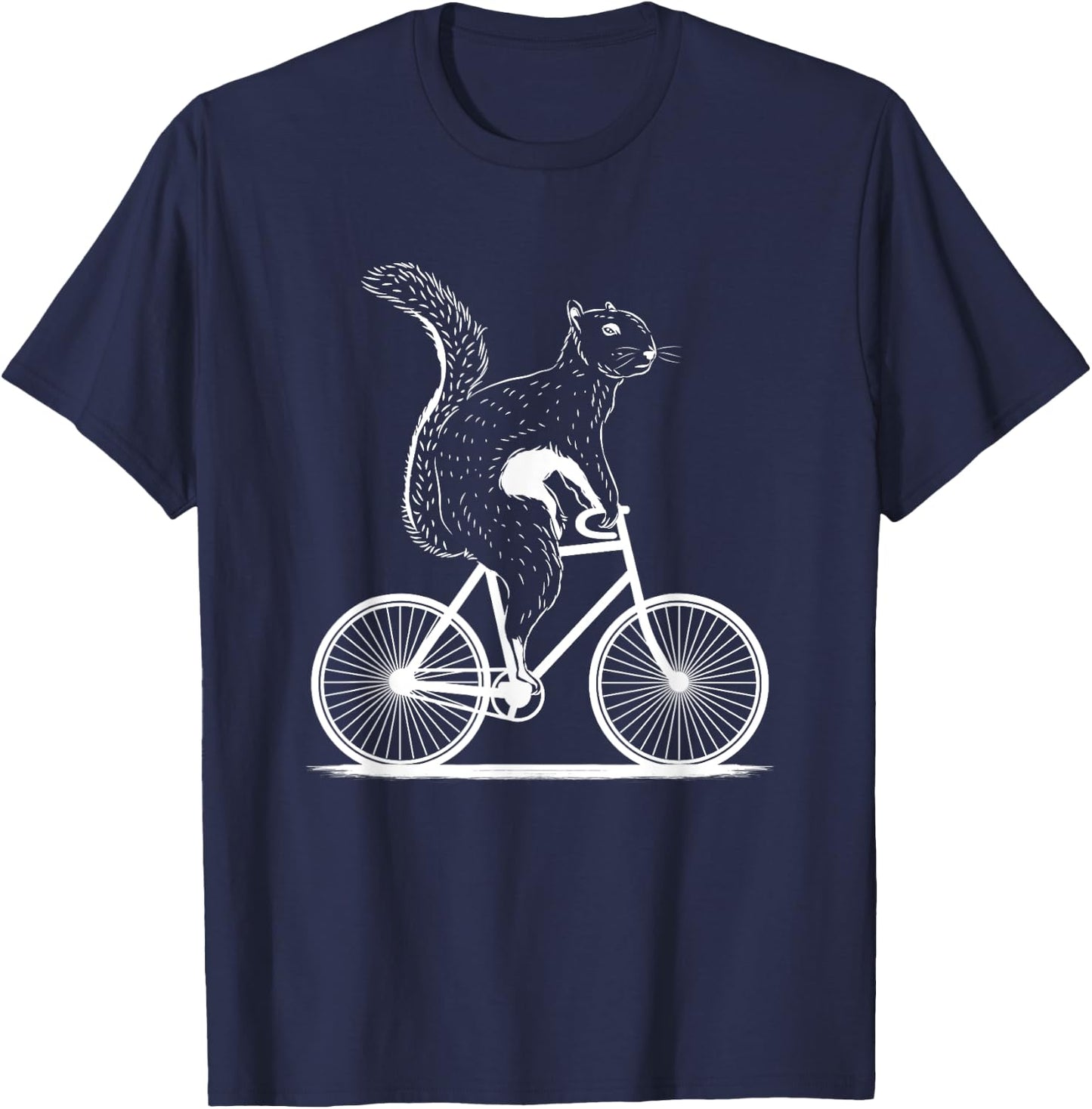 Funny Cycling Animal Lover Squirrel On A Bike Gift Men Women T-Shirt - T-Shirt | Navy