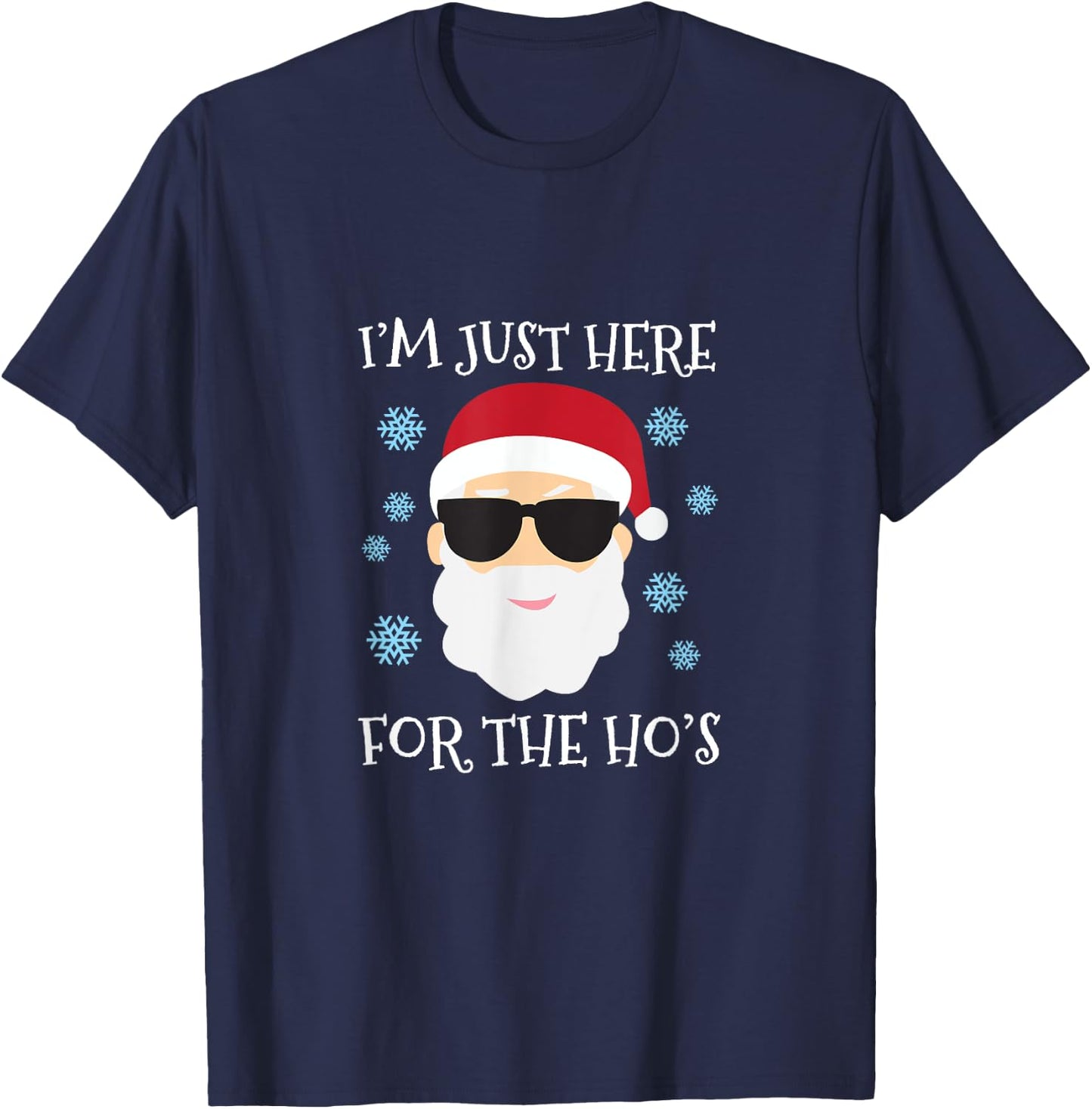 Funny Santa Here for the Hos Christmas Pyjamas T-Shirt - T-Shirt | Navy