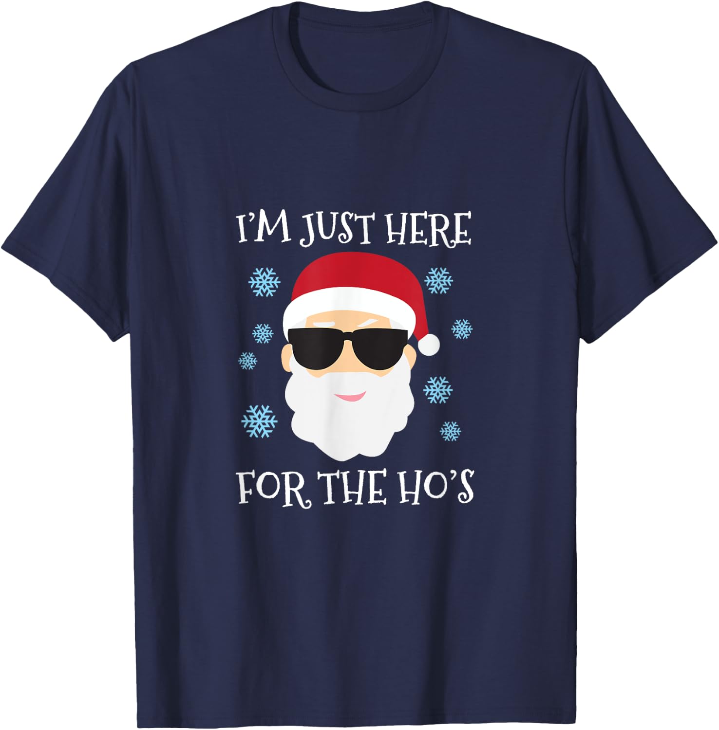 Funny Santa Here for the Hos Christmas Pyjamas T-Shirt - T-Shirt | Navy