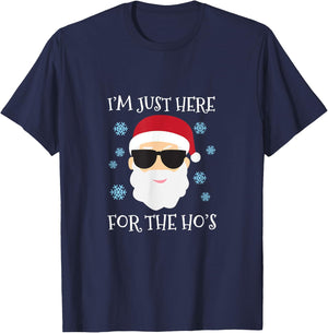 Funny Santa Here for the Hos Christmas Pyjamas T-Shirt - T-Shirt | Navy