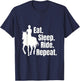 Eat Sleep Ride Repeat Funny Equestrian Horse Riding T-Shirt - T-Shirt | Navy