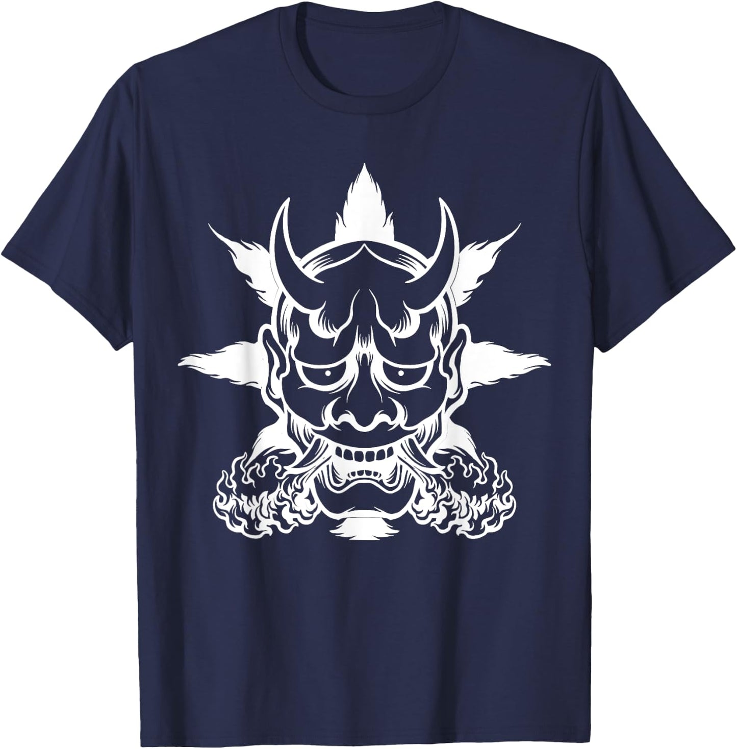 Japanese Demon Oni Mask Harajuku T-Shirt - T-Shirt | Navy