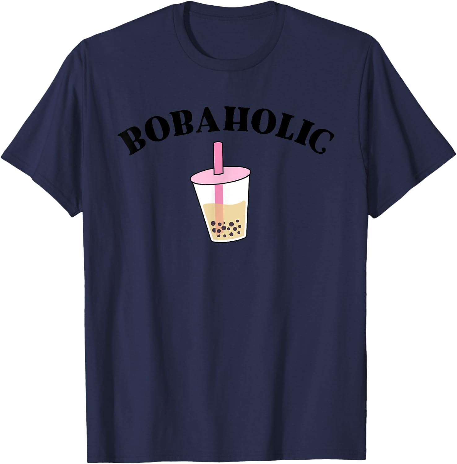 Bobaholic Funny Bubble Tea Shirts Women Boba Tea Kids Gift T-Shirt - T-Shirt | Navy