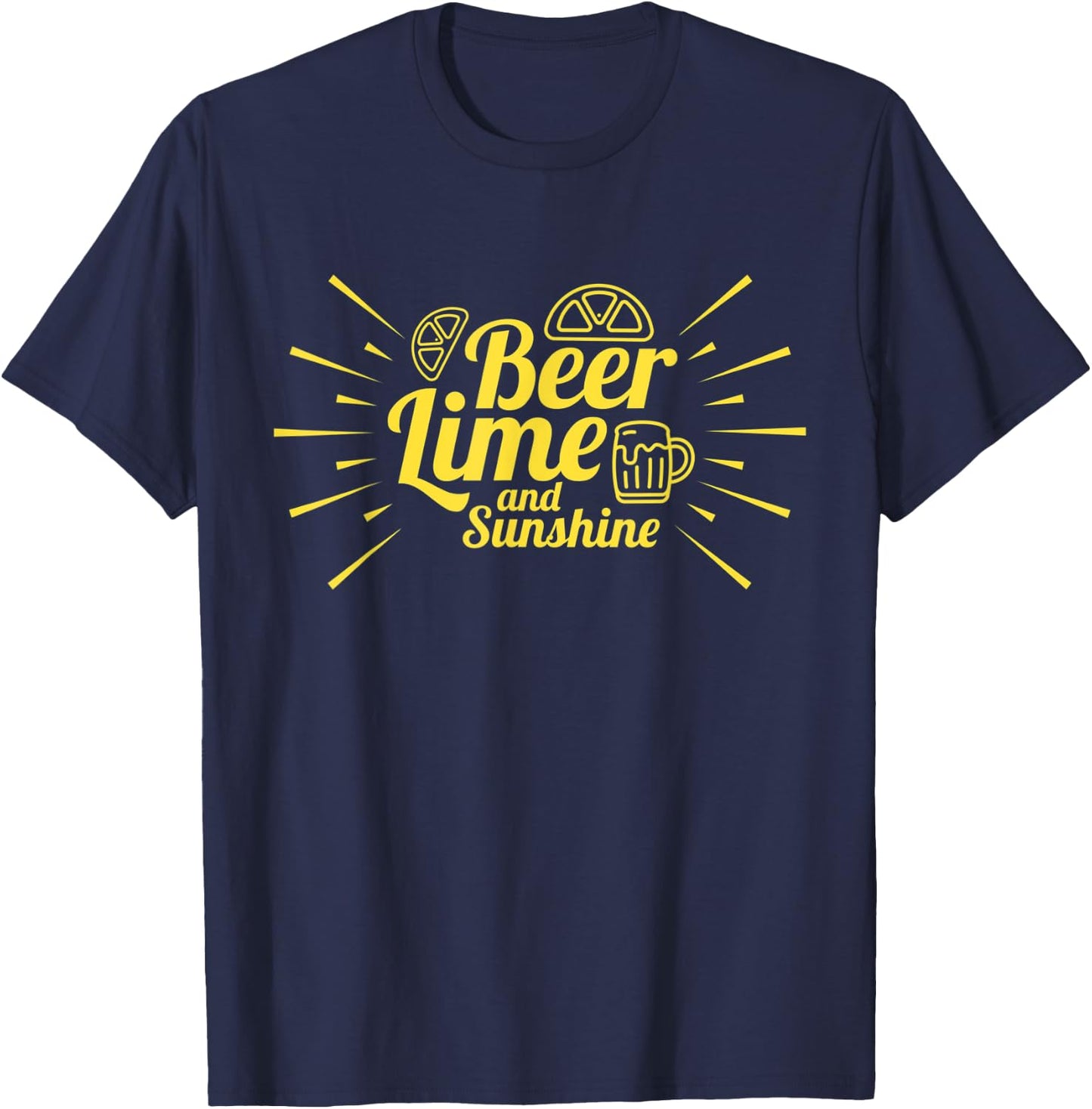Beer Lime And Sunshine Funny Drinking Party Relaxation Gift Women T-Shirt - T-Shirt | Navy
