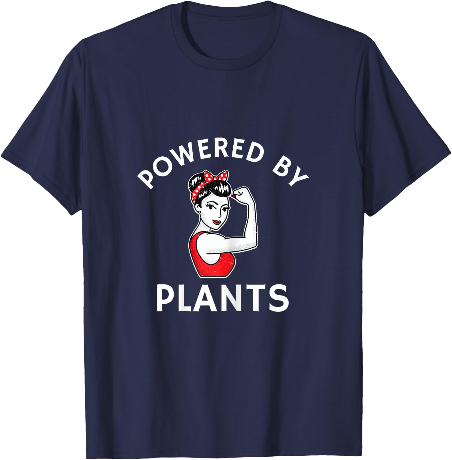 Powered By Plants Retro Women's Vegan Fitness T-Shirt - T-Shirt | Navy