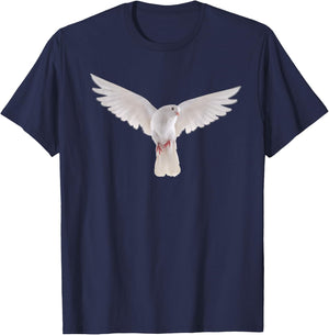 Lovely Faith Dove Bird of Peace Photo Silhouette Art T-Shirt - T-Shirt | Navy