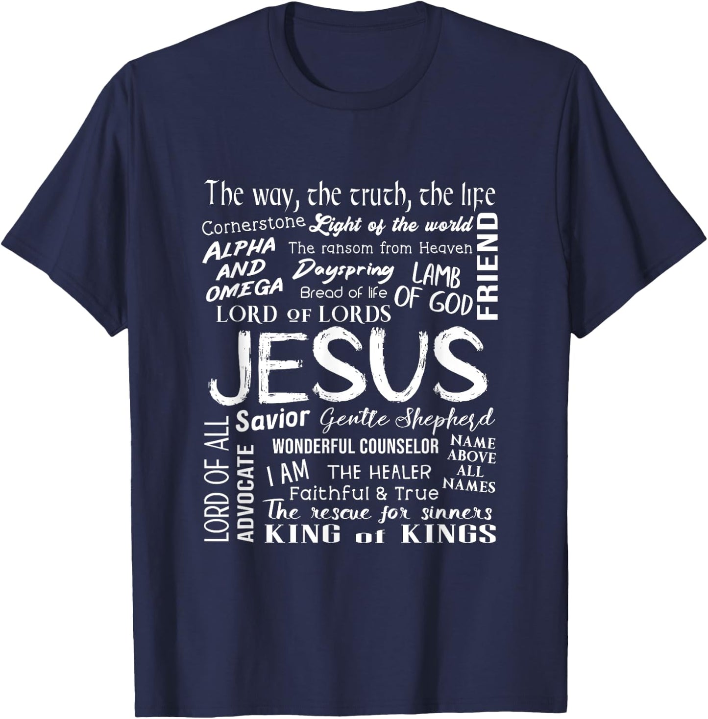 Names of Jesus - Christian Bible T-Shirt - T-Shirt | Navy
