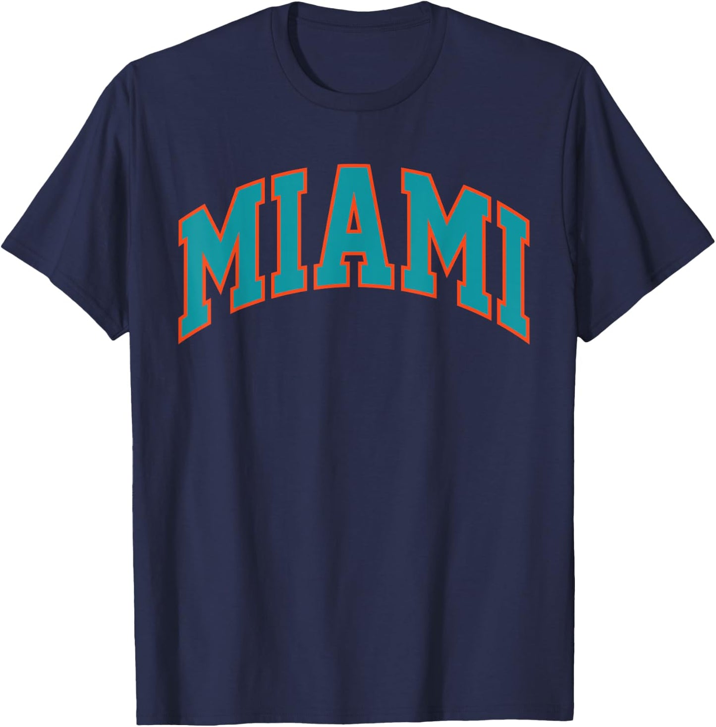 Retro Miami Men Miami Women Vintage Classic Aqua Orange FL T-Shirt - T-Shirt | Navy