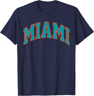 Retro Miami Men Miami Women Vintage Classic Aqua Orange FL T-Shirt - T-Shirt | Navy