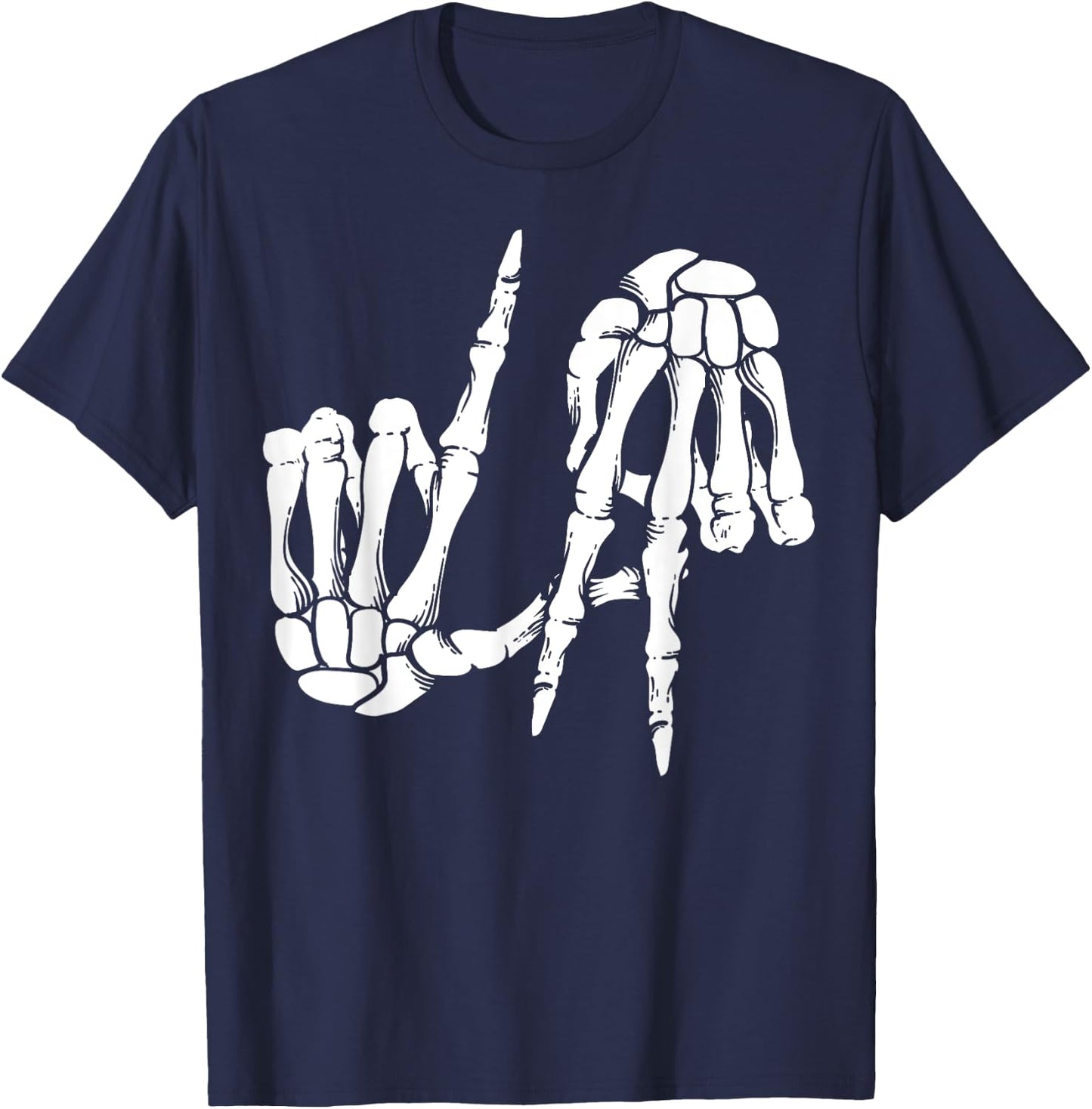 Cute Freaky Los Angeles Hand Sign Skeleton LA Gift T-Shirt - T-Shirt | Navy