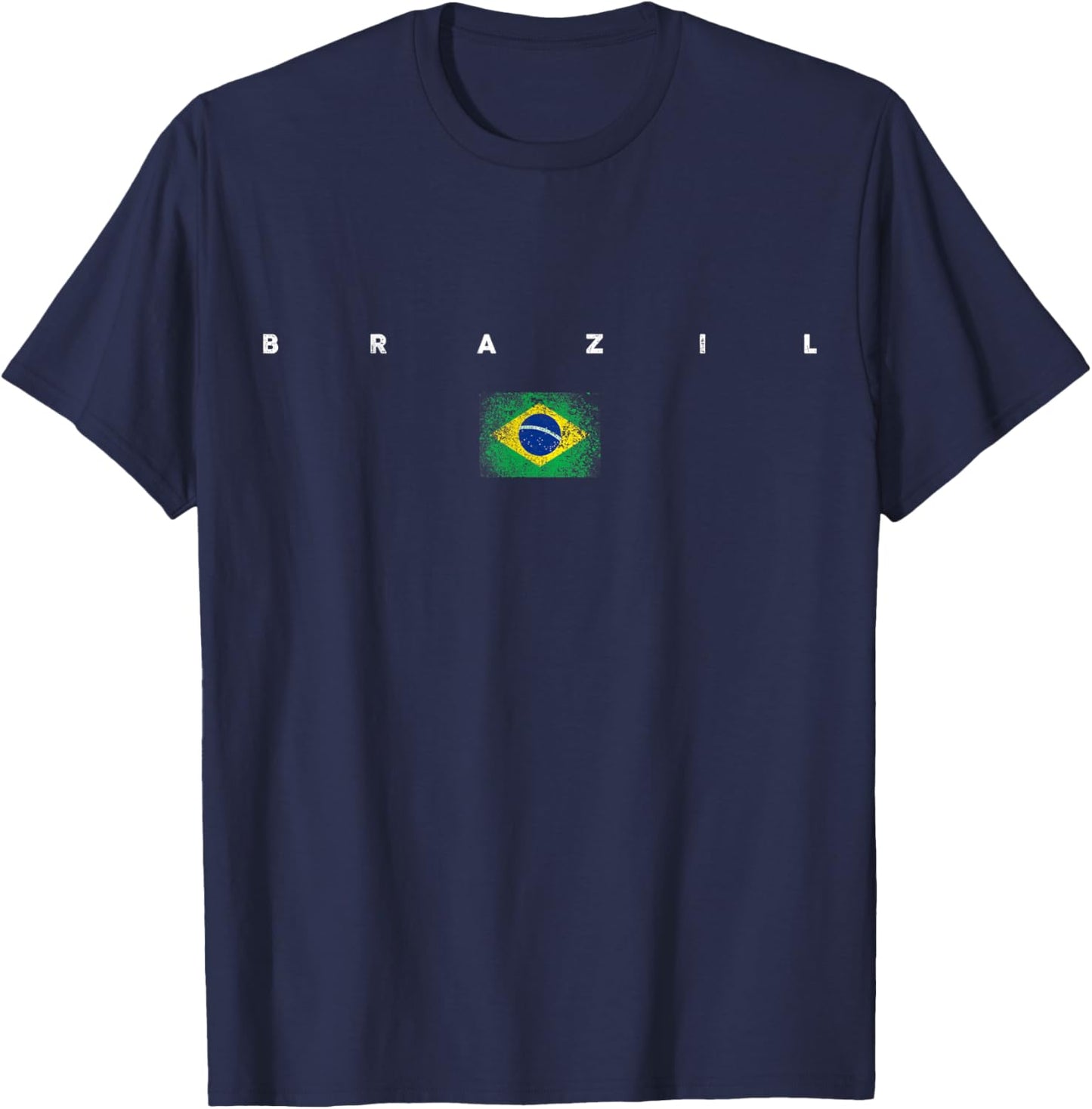 Brazil Flag Pride Vintage/Retro Soccer Brazilian Football T-Shirt - T-Shirt | Navy