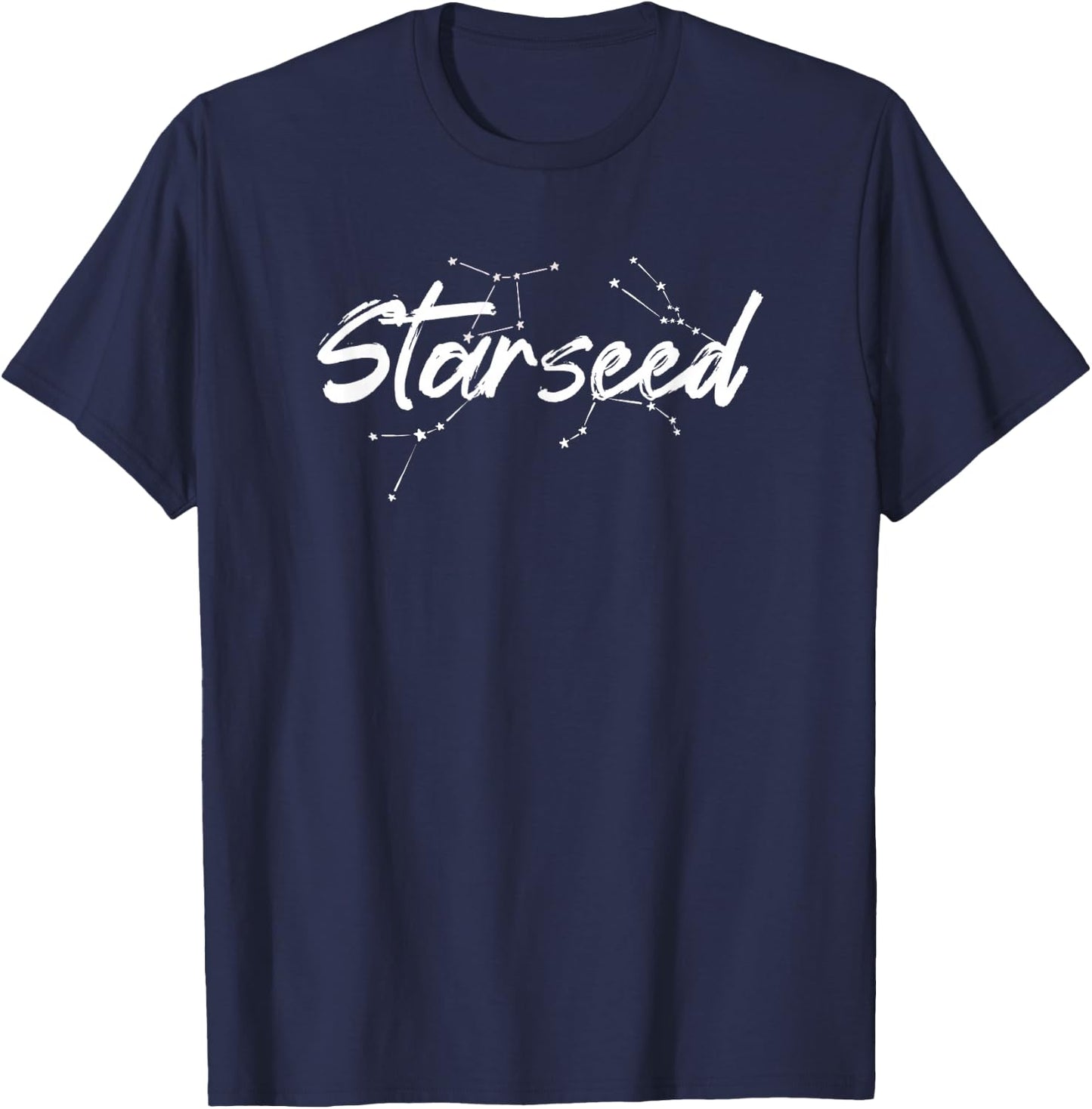Starseed Constellation Brush Text Gift T-Shirt - T-Shirt | Navy