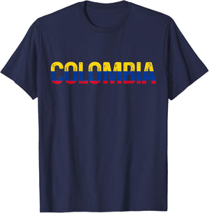 Colombia Flag Vintage Pride T-Shirt - T-Shirt | Navy
