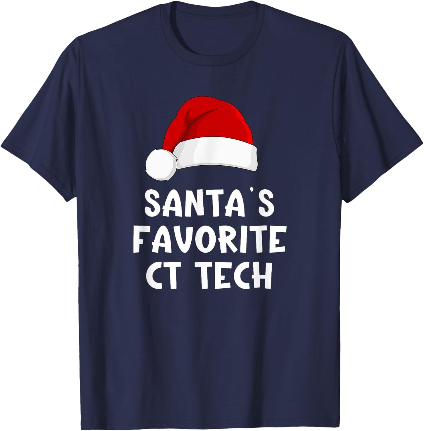 Christmas Santa's Favorite Ct Tech Funny Pajama Technologist T-Shirt - T-Shirt | Navy