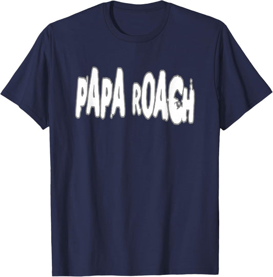 Papa Roach – Offizielles Lizenzprodukt – Bootleg-Logo in Schwarz, -Erwachsene, Klein, EU 38-40, Halbarm, Klassische Passform, Streetwear, Cartoon-Motiv T-Shirt - T-Shirt | Navy