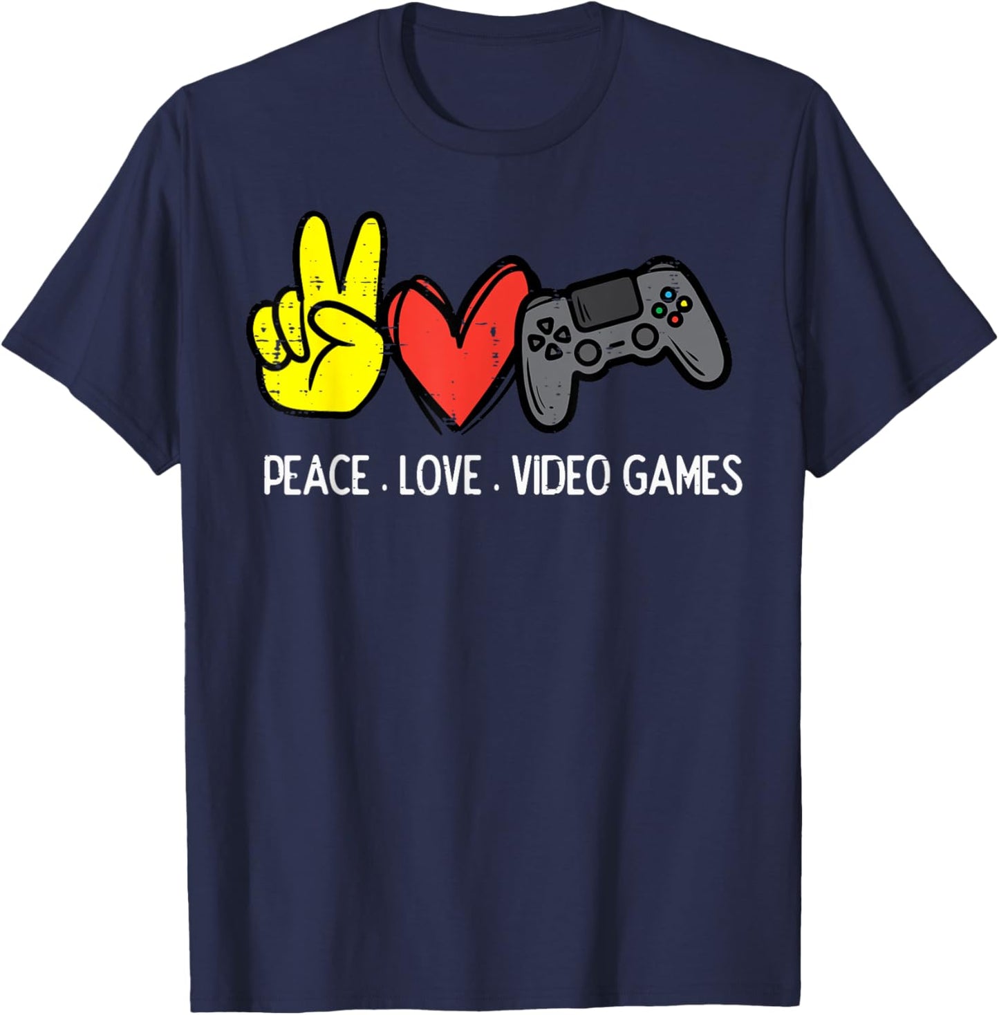 Peace Love Video Games Gamer Men Boys Kids Women Youth Teen T-Shirt - T-Shirt | Navy