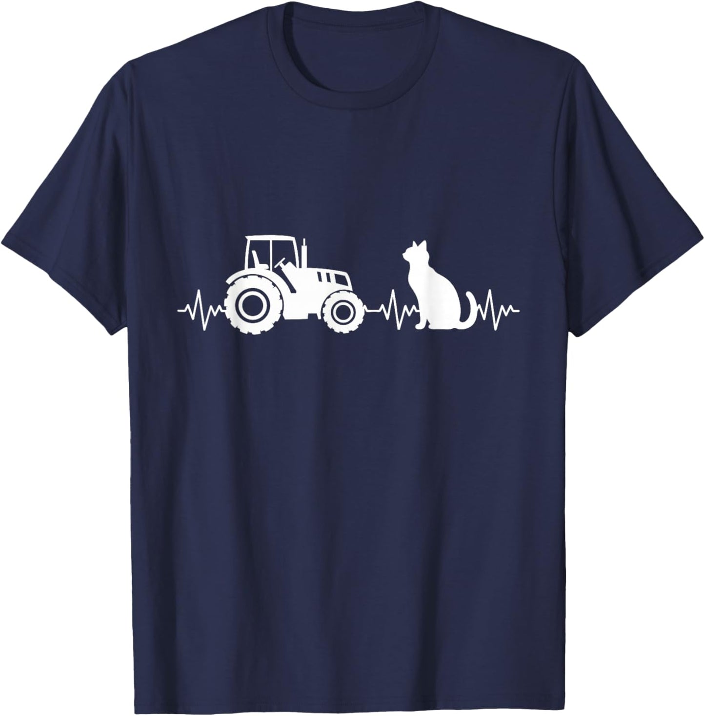 Cat Tractor Farming Funny Farmer Cat Lover Tractor T-Shirt - T-Shirt | Navy