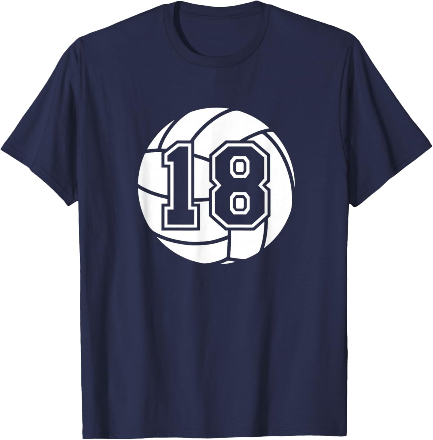 Volleyball Player #18 Volleyball Mom Dad Jersey Number 18 T-Shirt - T-Shirt | Navy