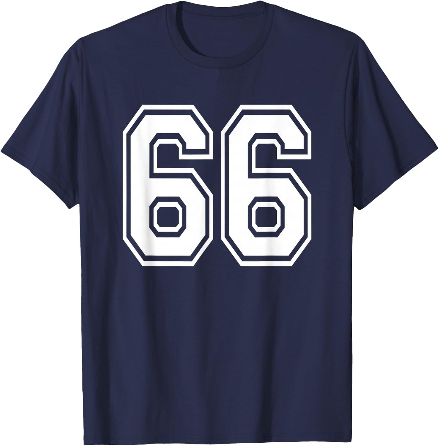 Number 66 66th Birthday Gift Player Team Numbered Jersey T-Shirt - T-Shirt | Navy