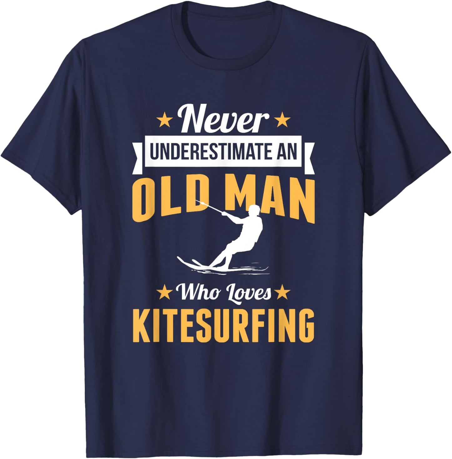 Kitesurfer Old Man Kitesurfing Board Gift Grandpa T-Shirt - T-Shirt | Navy