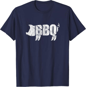 BBQ Pig Funny Barbeque Pork Meat Grill Chef Grilling T-Shirt - T-Shirt | Navy