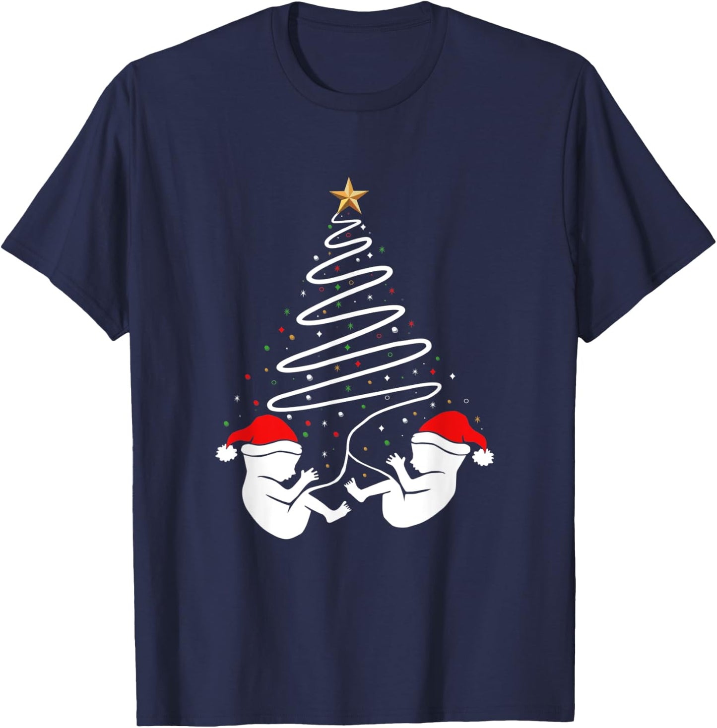 Baby Twins Announcement Clothing Holiday Christmas Pregnancy T-Shirt - T-Shirt | Navy