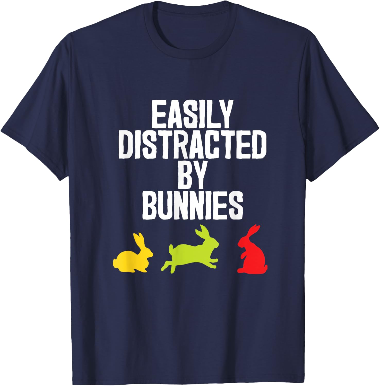 Distracted Funny Bunny Rabbit Retro Gift T-Shirt - T-Shirt | Navy