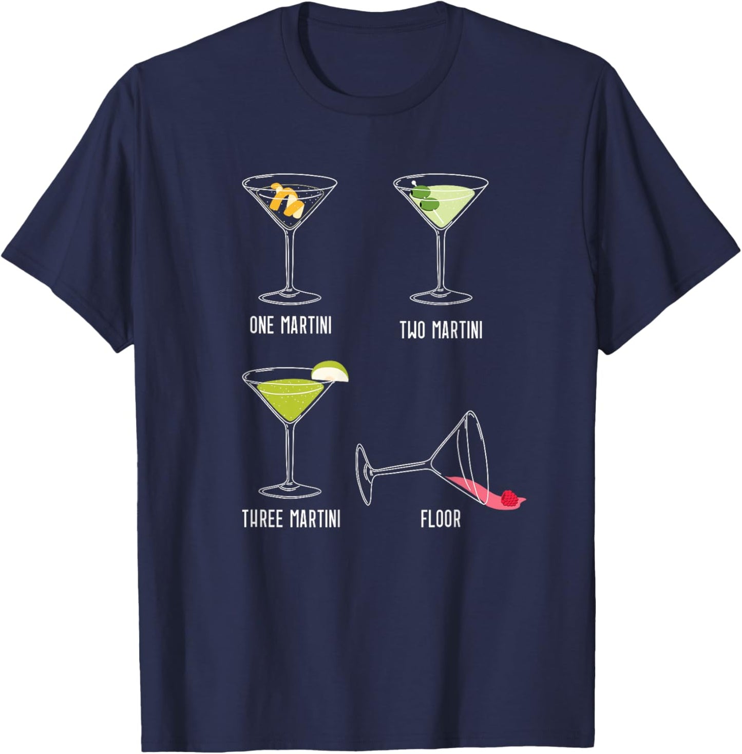 Funny Martini Drinker One Two Three Martini Floor T-Shirt - T-Shirt | Navy