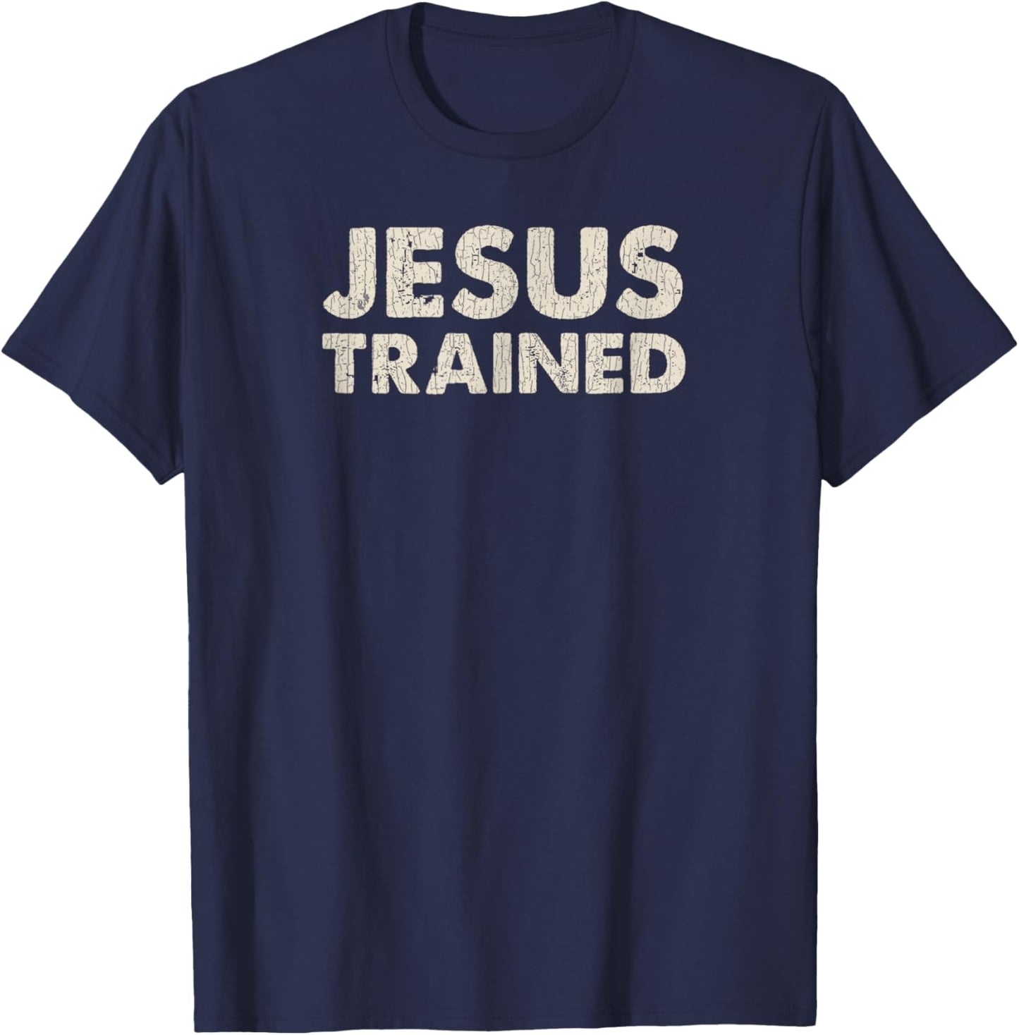 Vintage Retro Jesus Trained Wrestling T-Shirt - T-Shirt | Navy