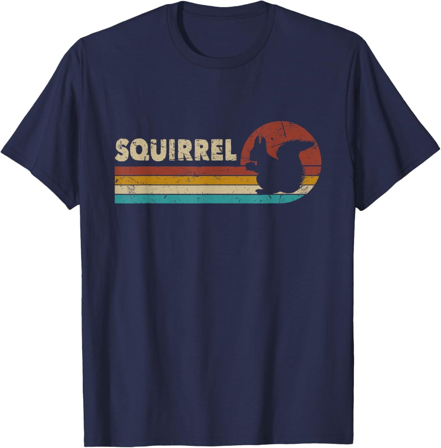 Squirrel Vintage Men Women Kids Boys Girls Funny Retro T-Shirt - T-Shirt | Navy