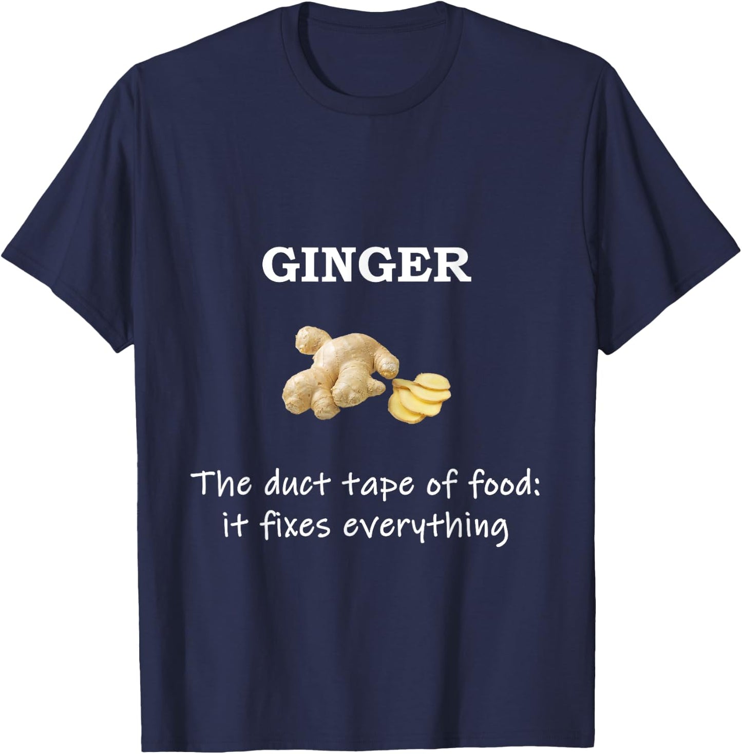Funny Ginger Fixes Everything Foodie T-Shirt - T-Shirt | Navy