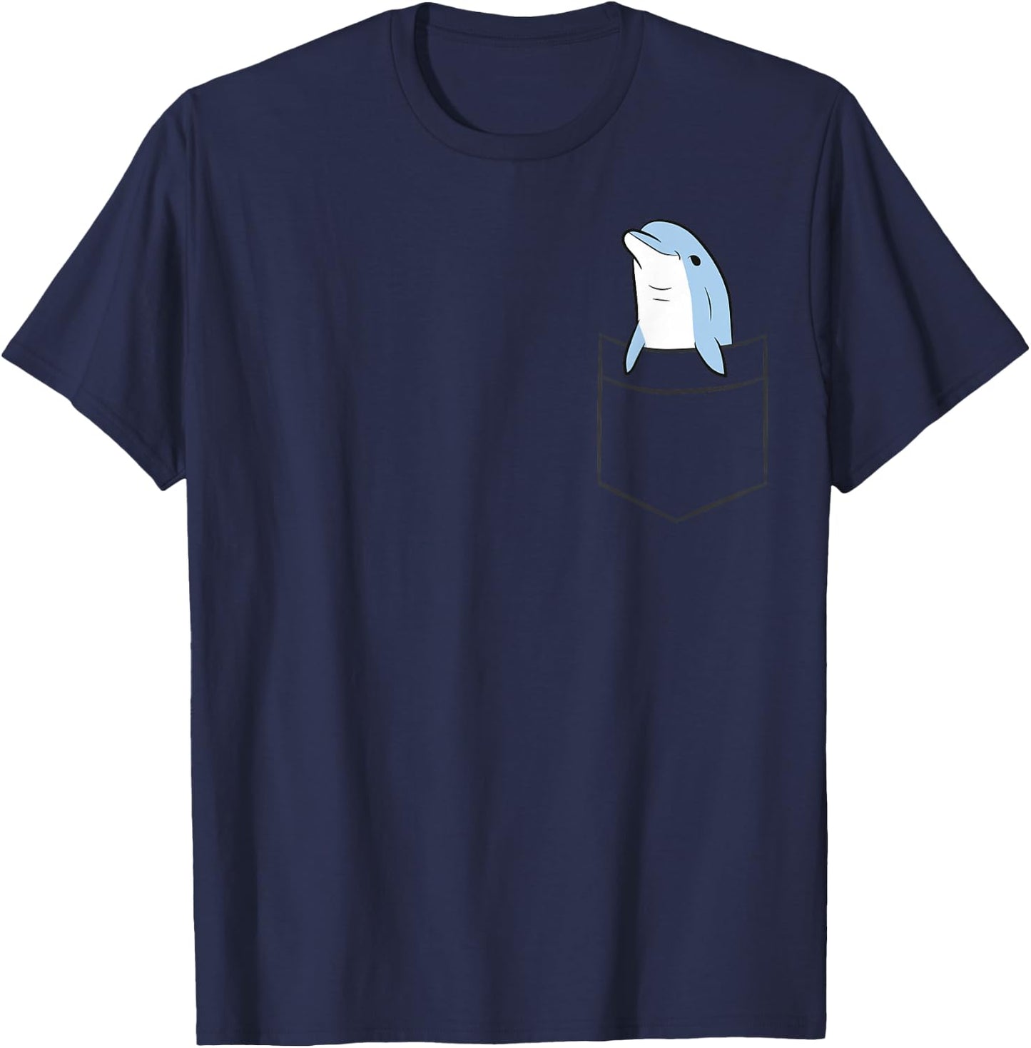 Cute Dolphin In The Pocket Ocean Beach Vacation Dolphin T-Shirt - T-Shirt | Navy