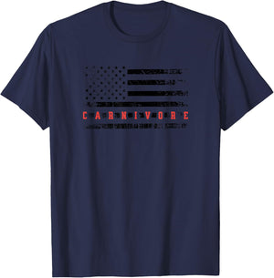 Carnivore American Flag Meat Eater Beef Lover Lion Diet Women Men T-Shirt - T-Shirt | Navy