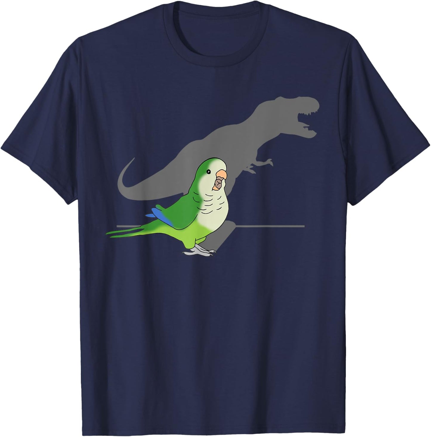 T-rex Green Monk Parakeet, Funny Birb memes Screaming Parrot T-Shirt - T-Shirt | Navy