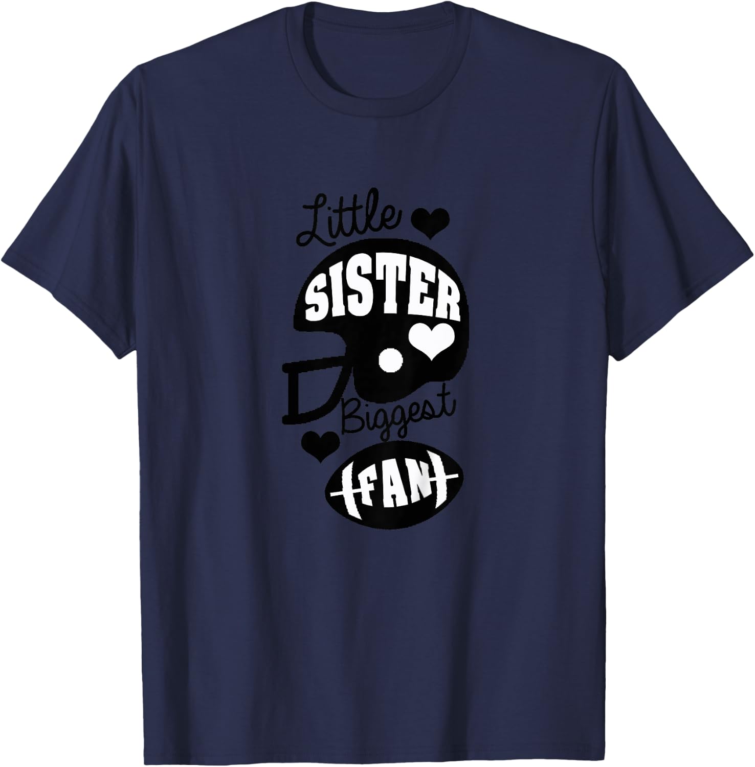 Little Sister Football Shirt Biggest Fan Football Shirt T-Shirt - T-Shirt | Navy