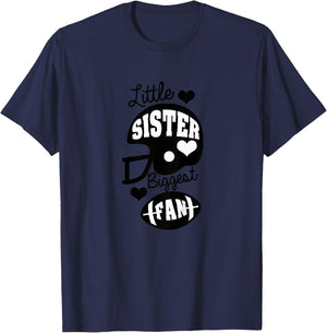 Little Sister Football Shirt Biggest Fan Football Shirt T-Shirt - T-Shirt | Navy