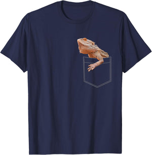 Funny Animal Bearded Dragon Shirt Boys Girls Toddler Pocket T-Shirt - T-Shirt | Navy