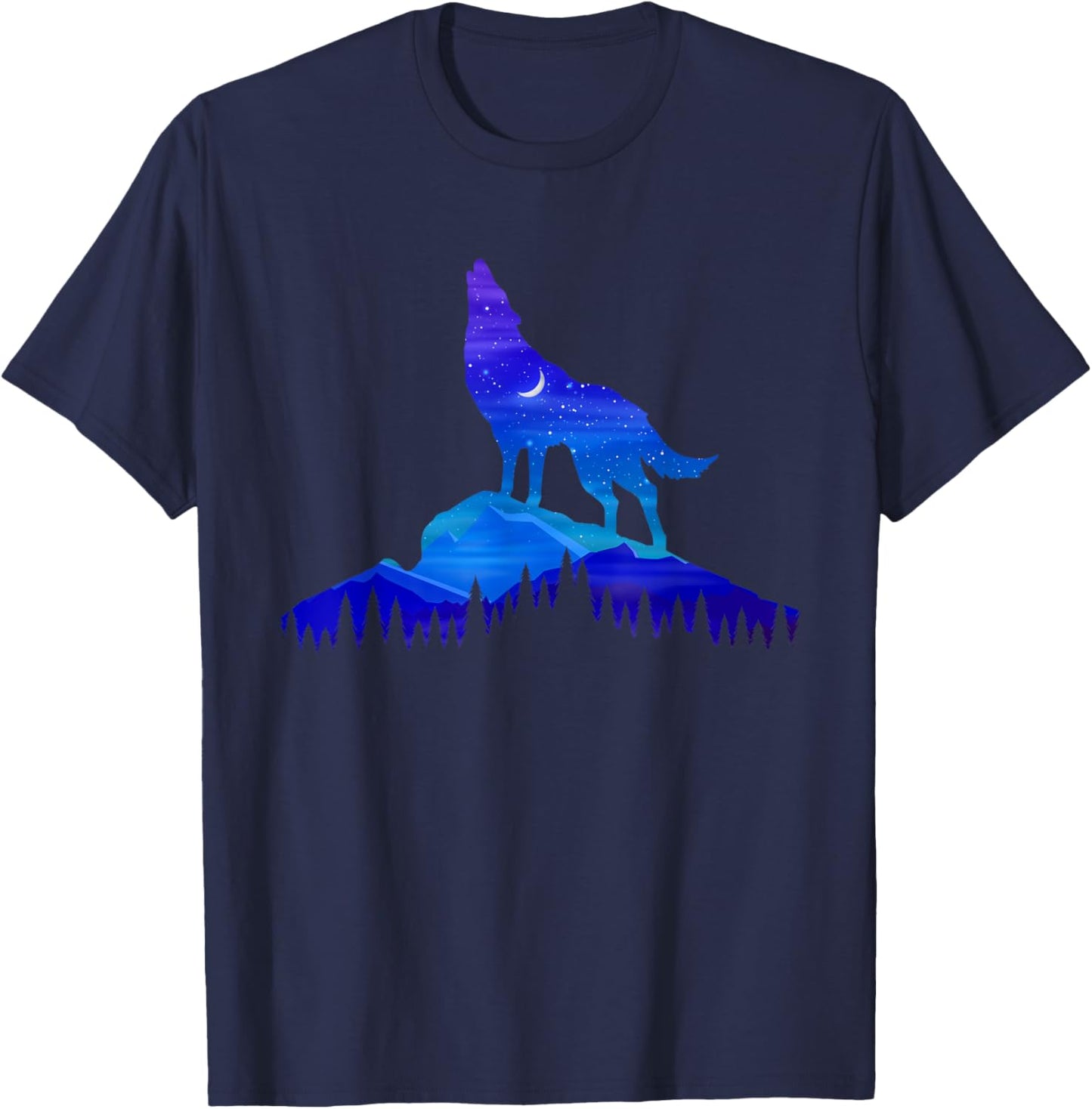 Starry Wolf - Wildlife Nature Animal Lover T-Shirt - T-Shirt | Navy