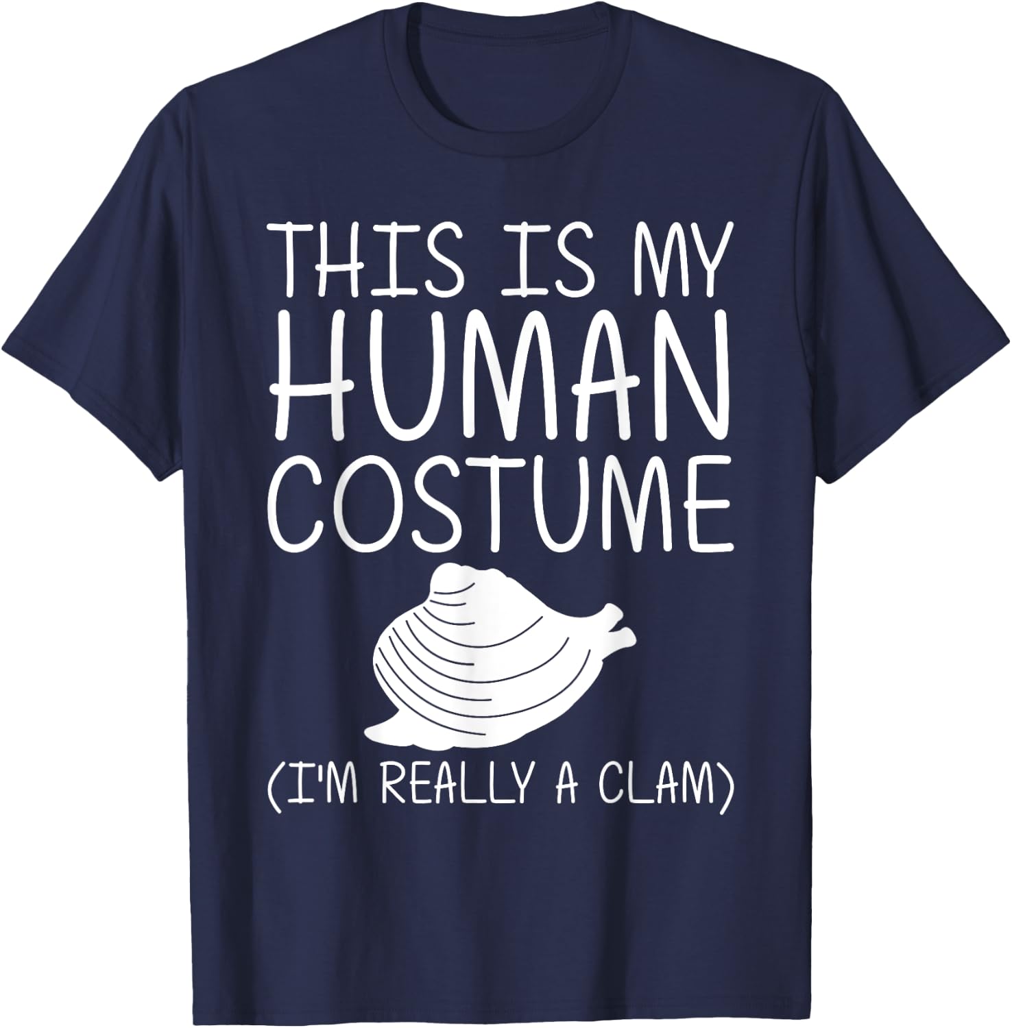 Clam Easy Halloween Human Costume Shellfish Shell DIY Gift T-Shirt - T-Shirt | Navy